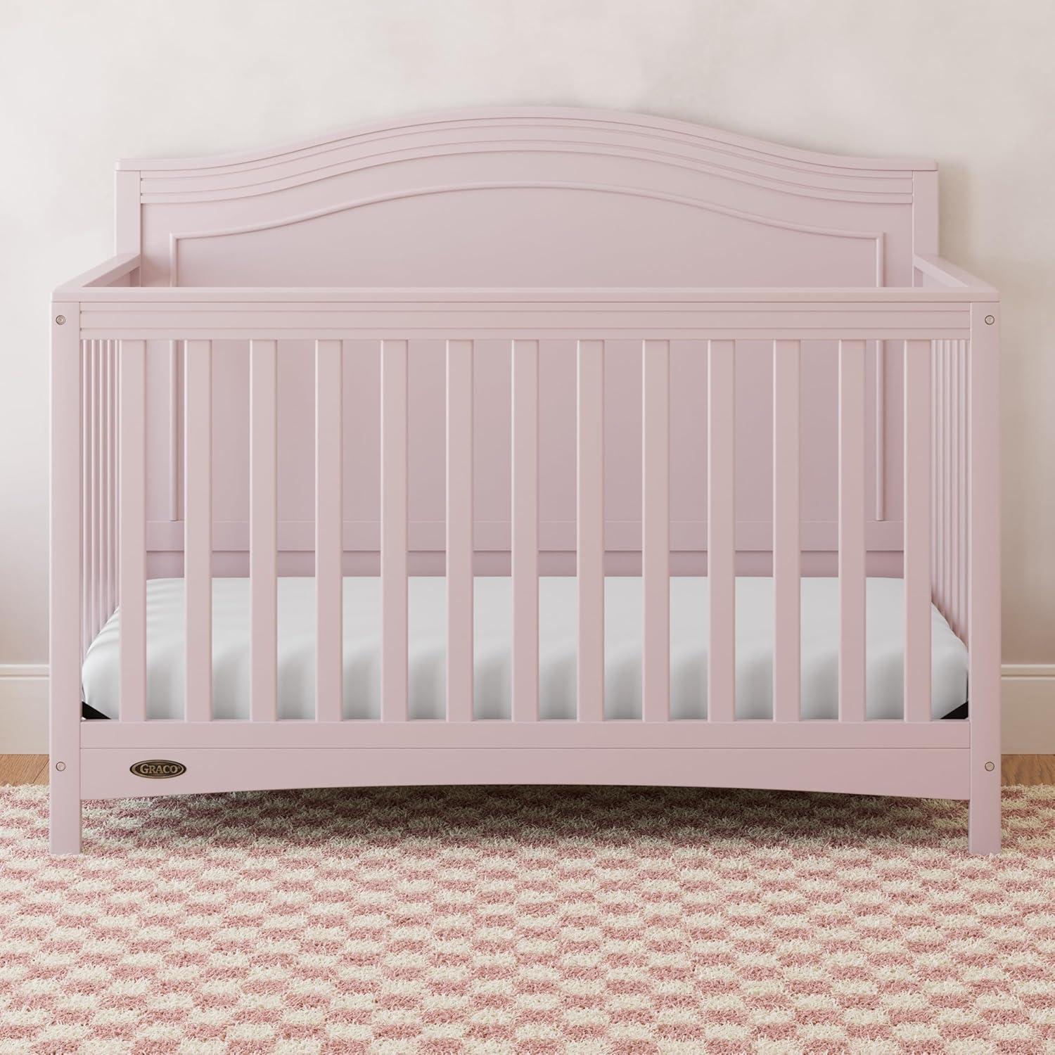 imageGraco Paris 4in1 Convertible Crib GREENGUARD Gold Certified Converts to Toddler Bed and Daybed Fits Standard FullSize Crib Mattress Adjustable Mattress Support Base Frosted OatBlush