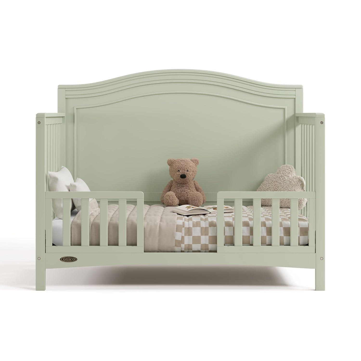 imageGraco Paris 4in1 Convertible Crib GREENGUARD Gold Certified Converts to Toddler Bed and Daybed Fits Standard FullSize Crib Mattress Adjustable Mattress Support Base Frosted OatSage
