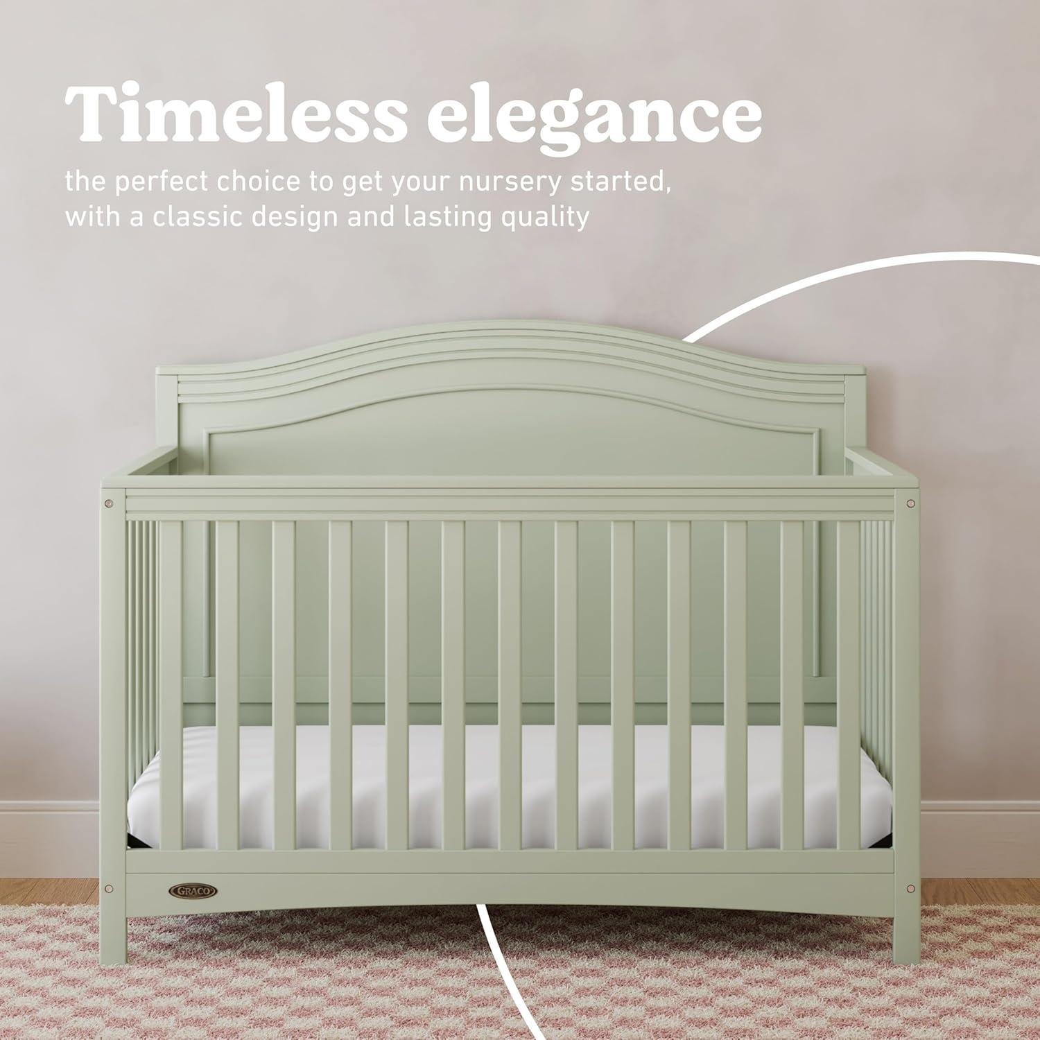imageGraco Paris 4in1 Convertible Crib GREENGUARD Gold Certified Converts to Toddler Bed and Daybed Fits Standard FullSize Crib Mattress Adjustable Mattress Support Base Frosted OatSage