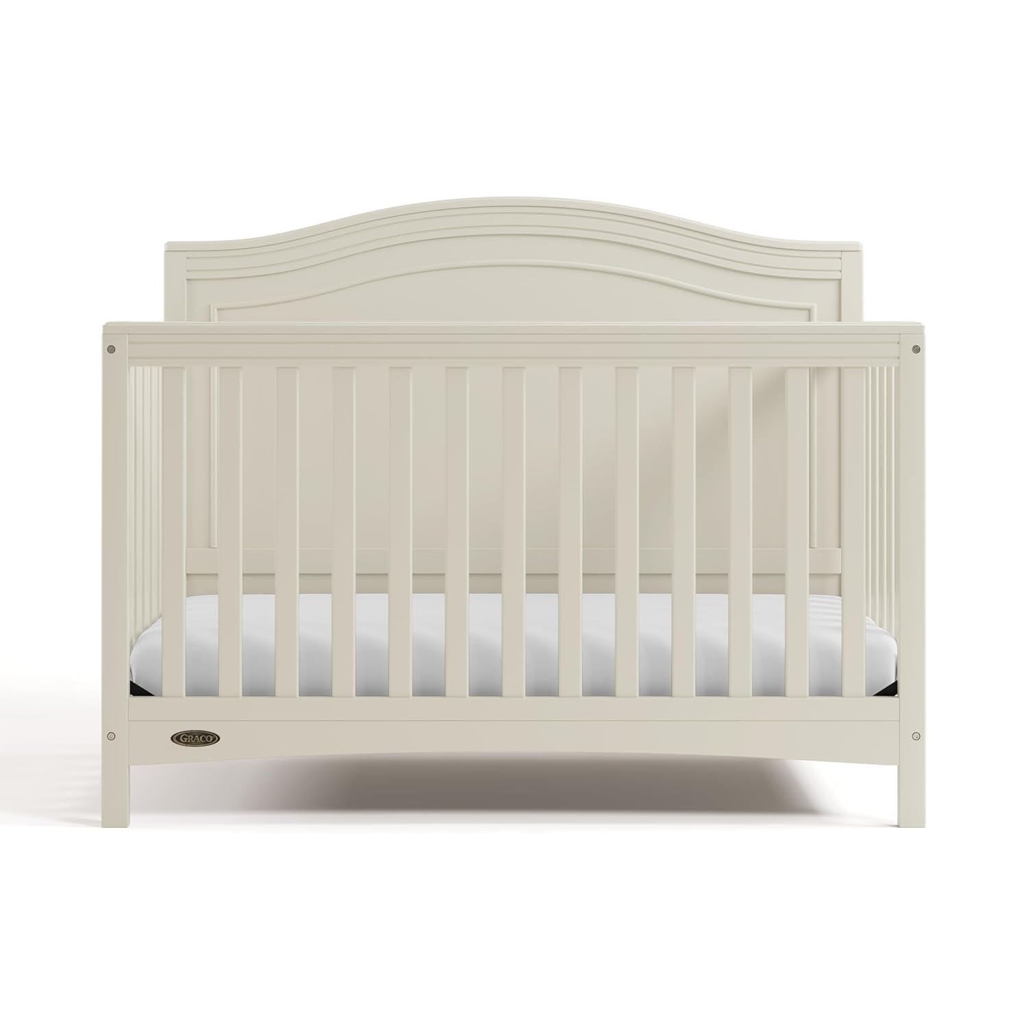 imageGraco Paris 4in1 Convertible Crib GREENGUARD Gold Certified Converts to Toddler Bed and Daybed Fits Standard FullSize Crib Mattress Adjustable Mattress Support Base Frosted OatFrosted Oat