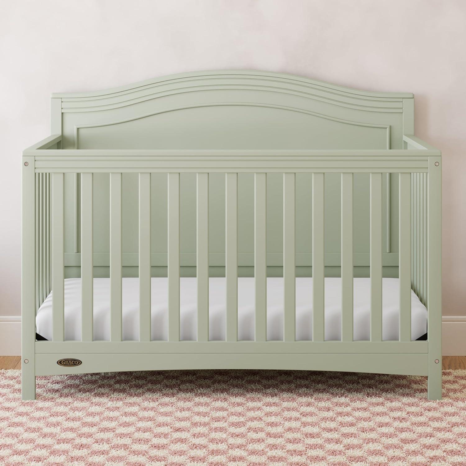 imageGraco Paris 4in1 Convertible Crib GREENGUARD Gold Certified Converts to Toddler Bed and Daybed Fits Standard FullSize Crib Mattress Adjustable Mattress Support Base Frosted OatSage