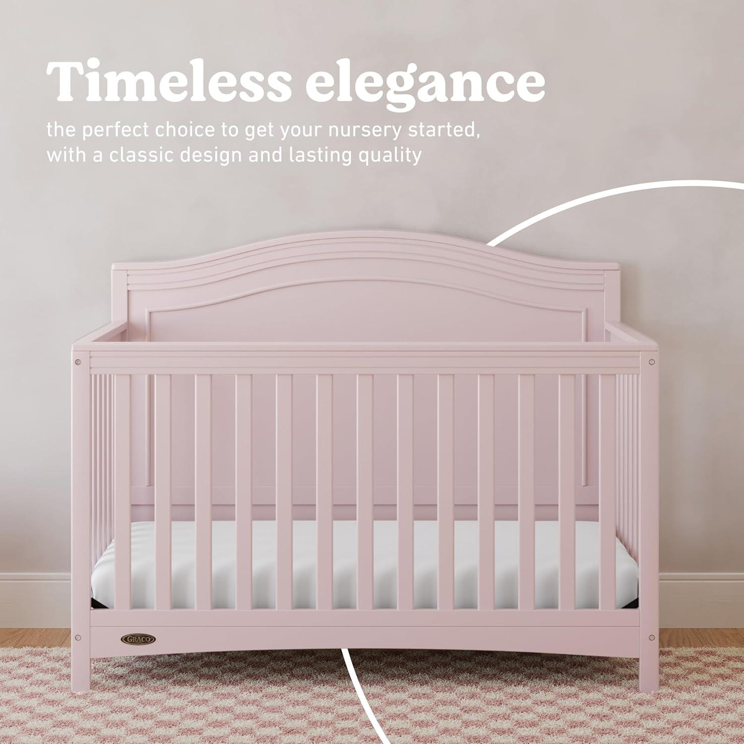 imageGraco Paris 4in1 Convertible Crib GREENGUARD Gold Certified Converts to Toddler Bed and Daybed Fits Standard FullSize Crib Mattress Adjustable Mattress Support Base Frosted OatBlush