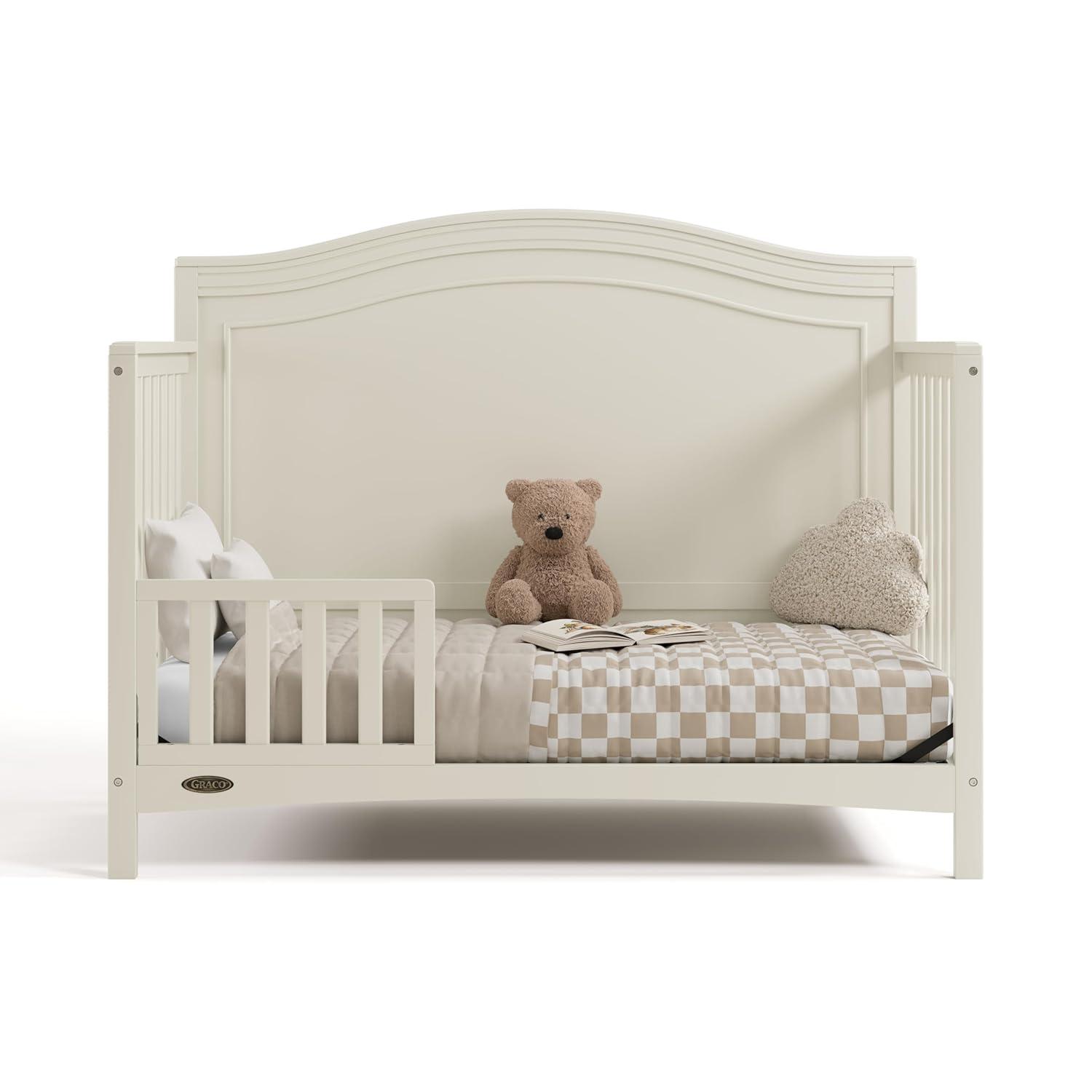 imageGraco Paris 4in1 Convertible Crib GREENGUARD Gold Certified Converts to Toddler Bed and Daybed Fits Standard FullSize Crib Mattress Adjustable Mattress Support Base Frosted OatFrosted Oat