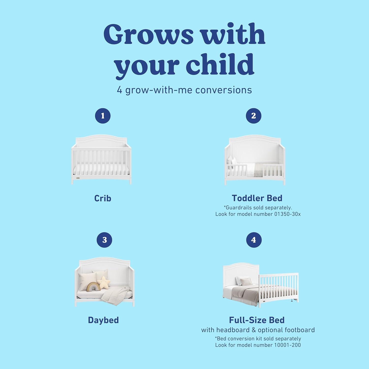 imageGraco Paris 4in1 Convertible Crib GREENGUARD Gold Certified Converts to Toddler Bed and Daybed Fits Standard FullSize Crib Mattress Adjustable Mattress Support Base Frosted OatWhite