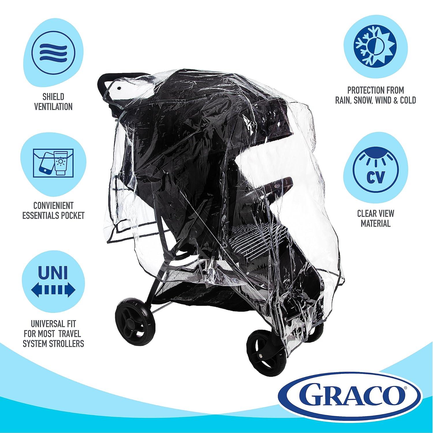 imageGraco Universal Infant Travel System Rain Cover Baby Car Seat Stroller Weather Shield Waterproof Plastic Carseat Canopy Winter Snow Dust Umbrella Pack of 2Travel System Stroller