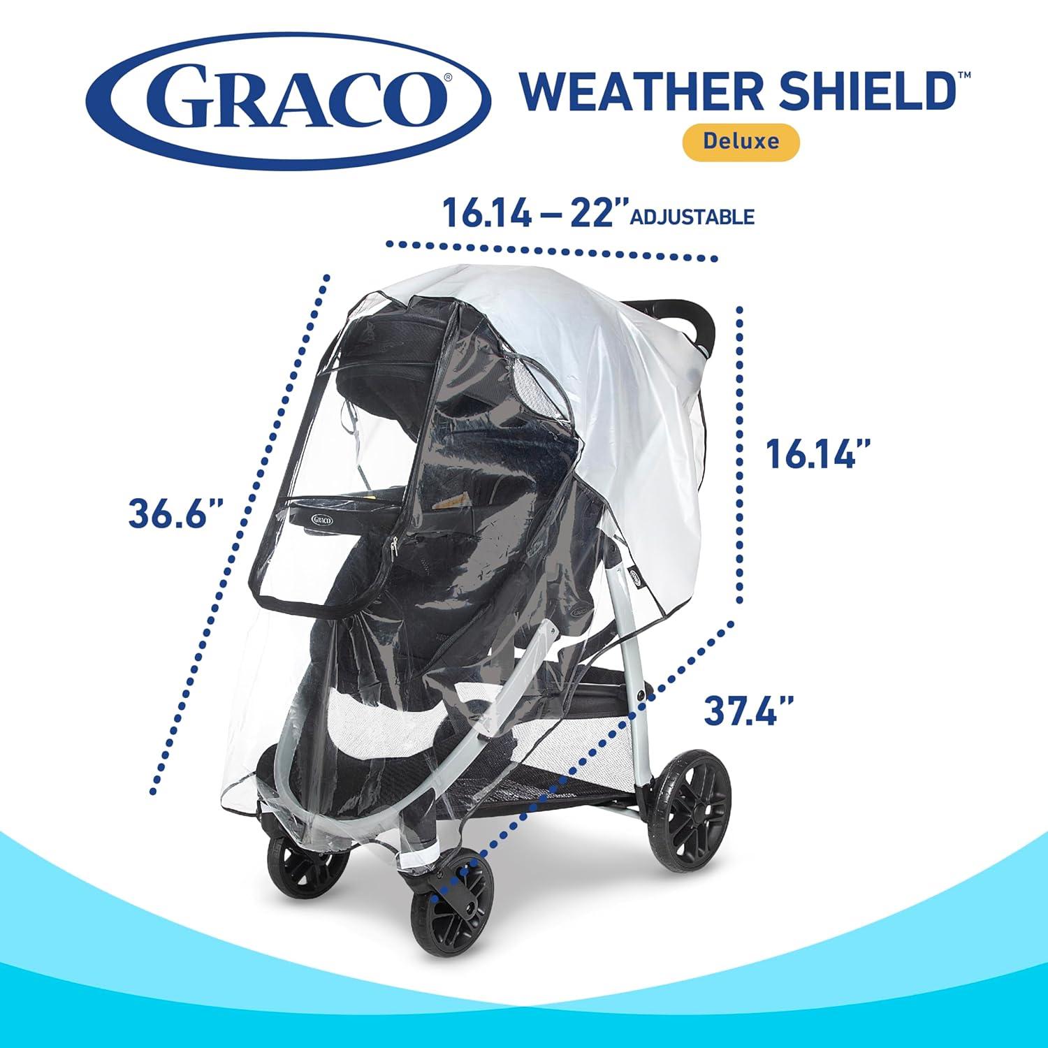 imageGraco Universal Infant Travel System Rain Cover Baby Car Seat Stroller Weather Shield Waterproof Plastic Carseat Canopy Winter Snow Dust Umbrella Pack of 2Deluxe Weather Sheild