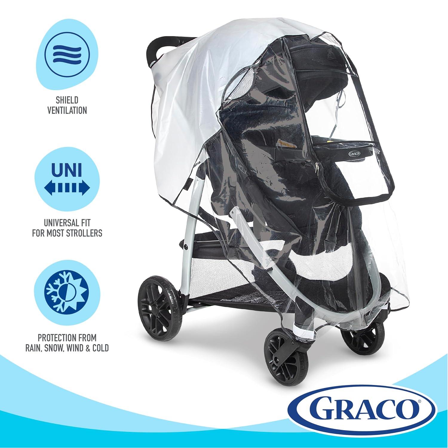 imageGraco Universal Infant Travel System Rain Cover Baby Car Seat Stroller Weather Shield Waterproof Plastic Carseat Canopy Winter Snow Dust Umbrella Pack of 2Deluxe Weather Sheild