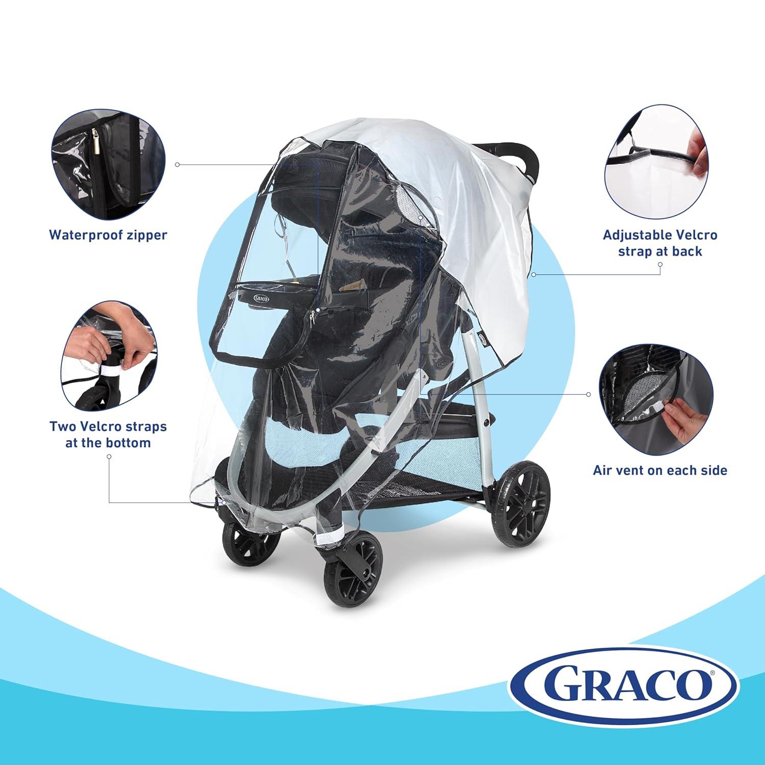 imageGraco Universal Infant Travel System Rain Cover Baby Car Seat Stroller Weather Shield Waterproof Plastic Carseat Canopy Winter Snow Dust Umbrella Pack of 2Deluxe Weather Sheild