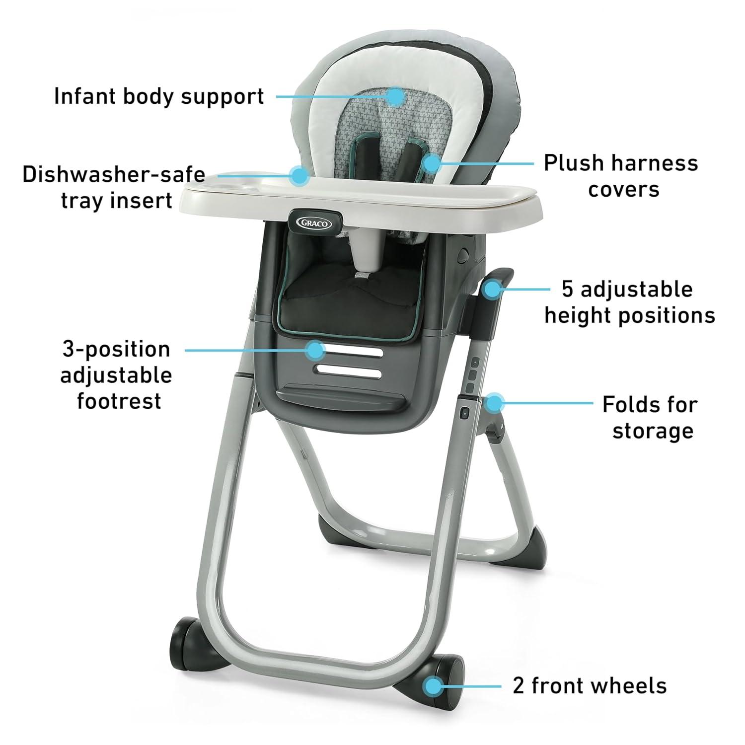 imageGraco DuoDiner DLX Highchair 6 Stages of Use Infant to Baby High Chair Infant to Toddler Booster Seat Youth Stool 5 Adjustable Height Positions Splatter ArtMathis