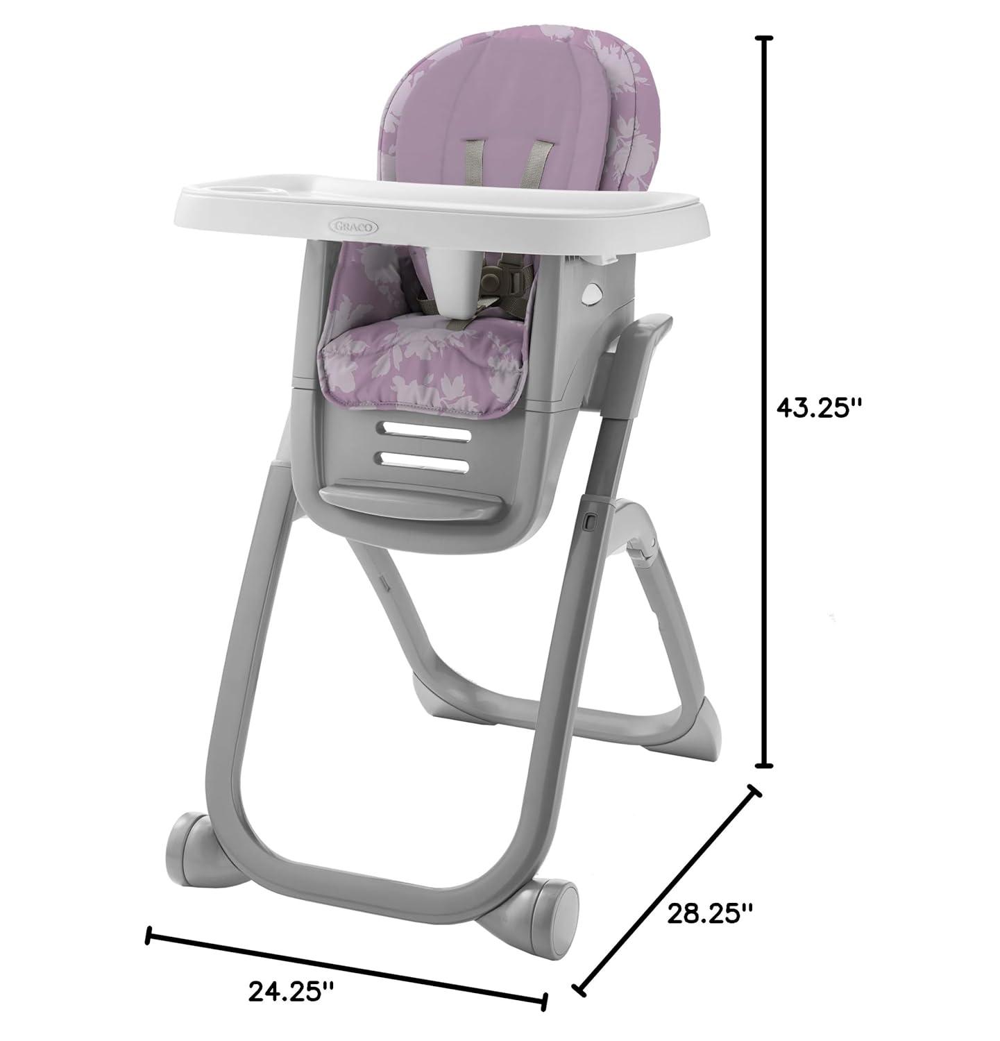 imageGraco DuoDiner DLX Highchair 6 Stages of Use Infant to Baby High Chair Infant to Toddler Booster Seat Youth Stool 5 Adjustable Height Positions Splatter ArtLilac Mod