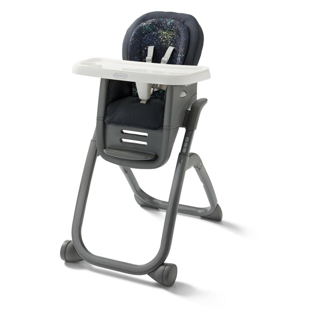 imageGraco DuoDiner DLX Highchair 6 Stages of Use Infant to Baby High Chair Infant to Toddler Booster Seat Youth Stool 5 Adjustable Height Positions Splatter ArtSplatter Art