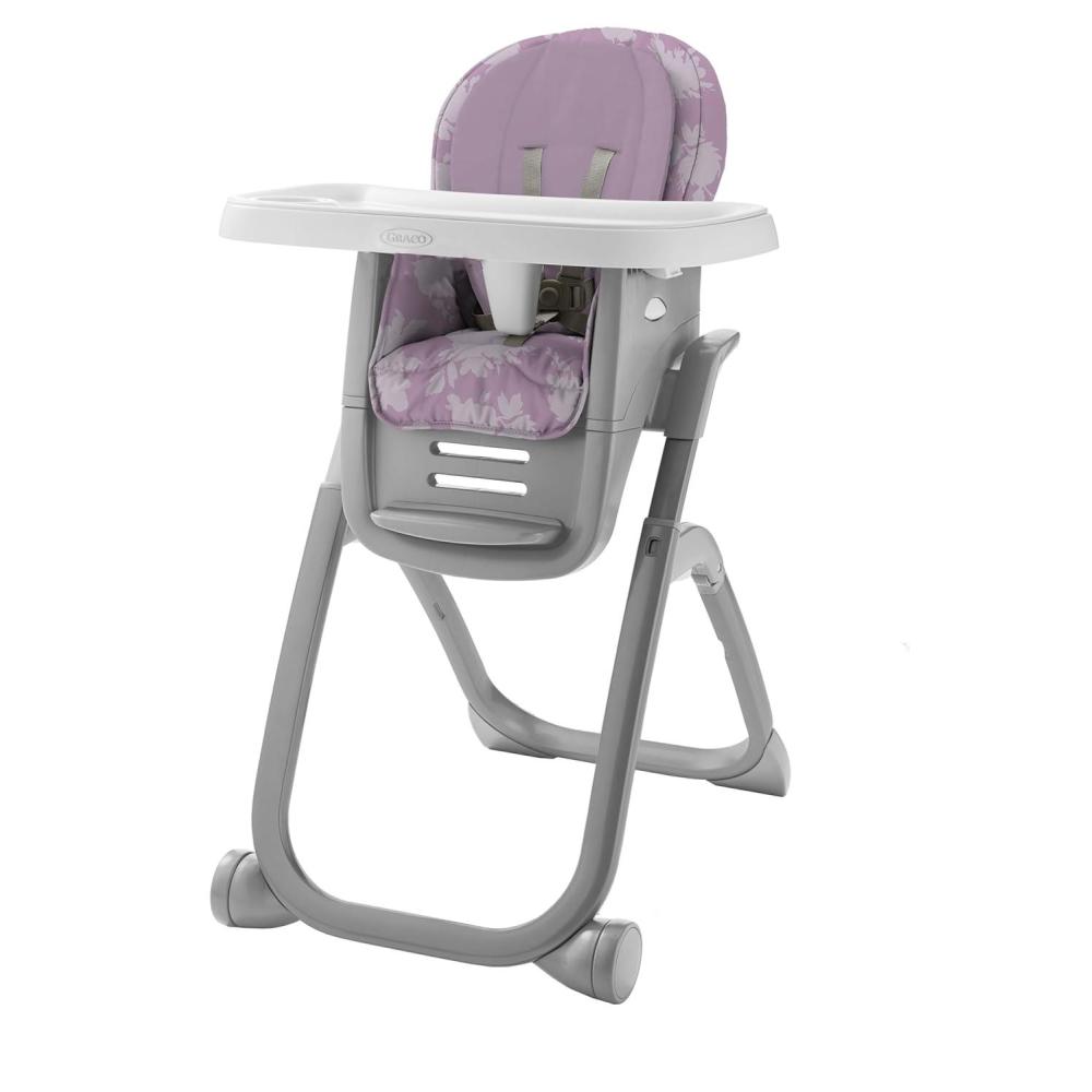 imageGraco DuoDiner DLX Highchair 6 Stages of Use Infant to Baby High Chair Infant to Toddler Booster Seat Youth Stool 5 Adjustable Height Positions Splatter ArtLilac Mod